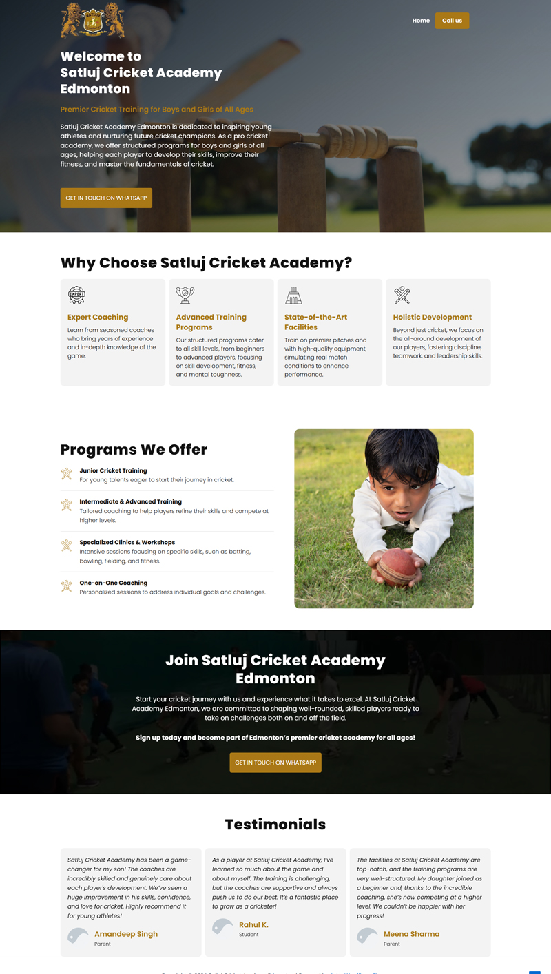 Satluj Cricket Academy — Premier Cricket Training Site