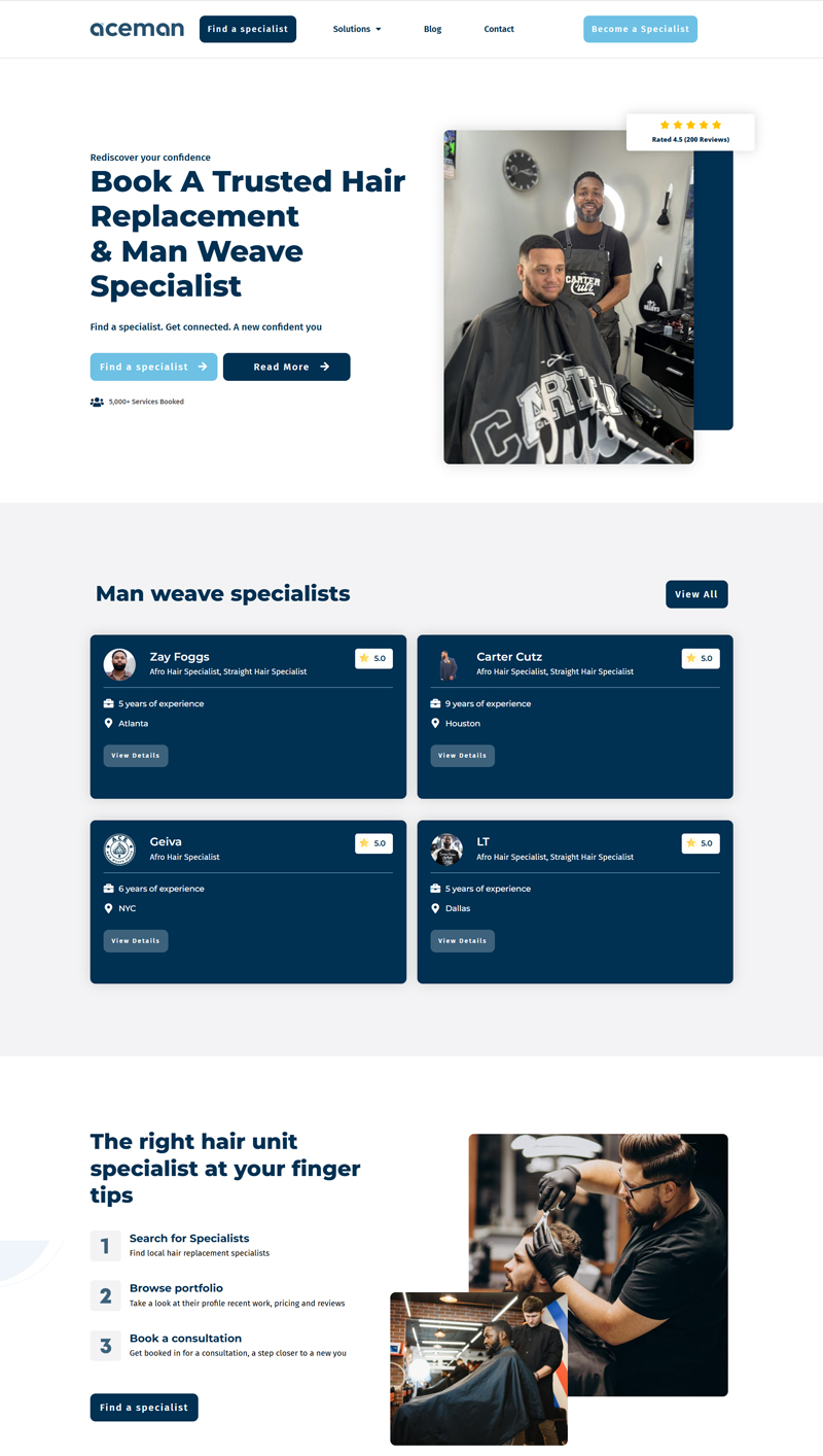 Aceman — Hair Replacement & Man Weave Specialist Marketplace