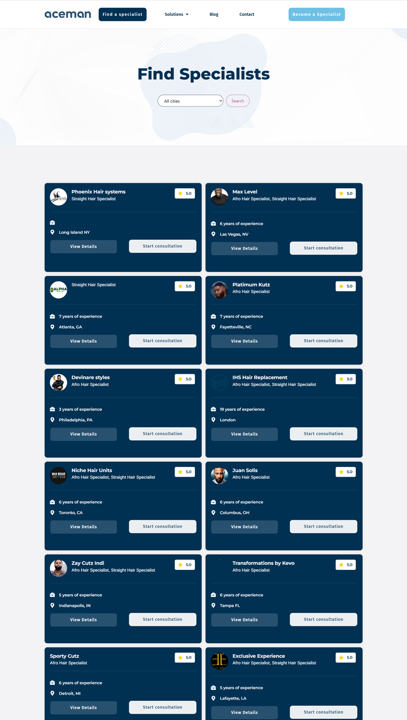 Aceman — Hair Replacement & Man Weave Specialist Marketplace